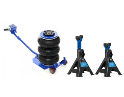 Tagred SET-ZVE16, Akční set pneumatický měchový zvedák 3,5 t s 3t podpěrami MB-JS3T | max. zdvih 40 cm, min. výška 13,5 cm