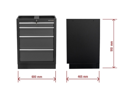 Matabro MB-TGC1304, Dílenská skříňka | 4 šuplíky | 680 x 458 x 910 mm