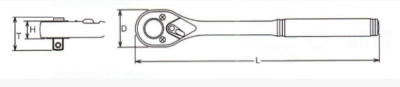 ASTA A-KH3072, Ráčna 3/8" vyhnutá, 205 mm, 72 zubů – ergonomická rukojeť, CrV materiál