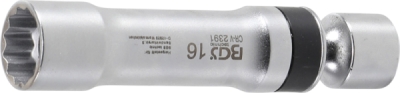 BGS 2391, Kloubová nástrčná hlavice na zapalovací svíčky, dvanáctihranná s přídržnou pružinou | vnitřní čtyřhran 10 mm (3/8") | 16 mm