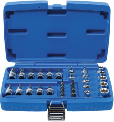 BGS 5021, Sada bitů a nástrčných hlavic | 10 mm (3/8") | T-profil (pro Torx) | 34dílná