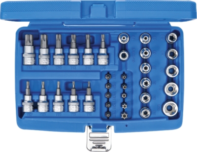 BGS 5021, Sada bitů a nástrčných hlavic | 10 mm (3/8") | T-profil (pro Torx) | 34dílná