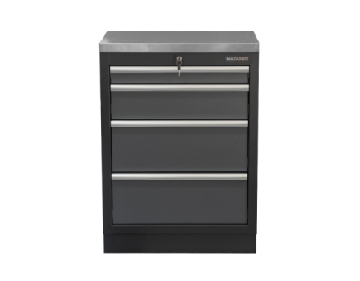 Matabro SET-CA01059, Dílenská skříňka s nerezovou pracovní deskou | 4 šuplíky | 680x465x950 mm