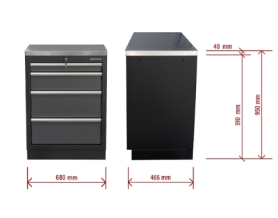 Matabro SET-CA01059, Dílenská skříňka s nerezovou pracovní deskou | 4 šuplíky | 680x465x950 mm