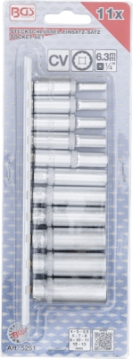 BGS 5251, Sada nástrčných dvanáctihranných hlavic, prodloužené | 6,3 mm (1/4") | 4 - 13 mm | 11dílná