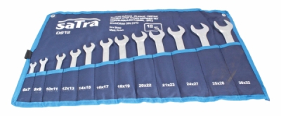 SATRA D912, Ploché otevřené klíče 6x7 – 30x32 mm | sada 12 dílů, CrV ocel---