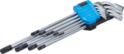 BGS 794, Sada zahnutých klíčů | velmi dlouhé | T-profil (pro Torx) s otvorem T10 - T50 | 9dílná