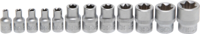 BGS 2038, Sada nástrčných hlavic E-profil | 6,3 mm (1/4") / 10 mm (3/8") | E4 - E20 | 12dílná