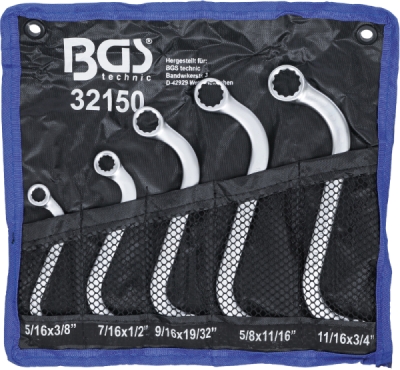 BGS 32150, Sada oboustranných očkových klíčů S forma | palcové velikosti | 3/8" - 3/4" | 5dílná