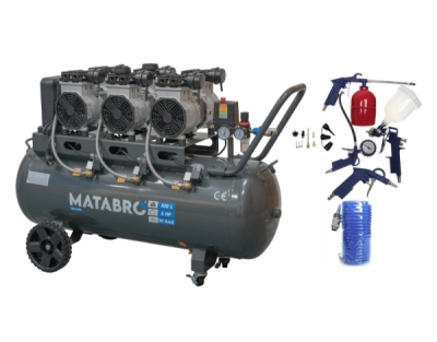 AKČNÍ SET SETMB-K206, Bezolejový kompresor 100l, 230V, 6 pístů s příslušenstvím | 4500W | Matabro