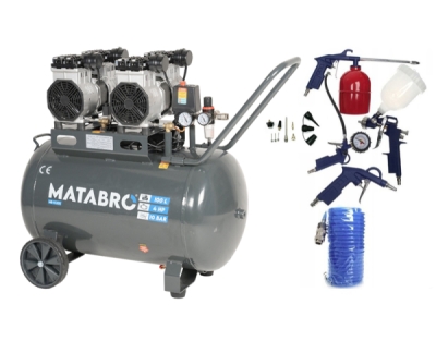 AKČNÍ SET SETMB-K205, Bezolejový kompresor 100l, 230V, 4 písty s příslušenstvím| 4000W | Matabro