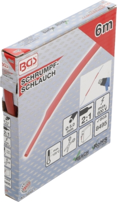BGS 6848-1, Teplem smrštitelná trubička v krabici | červená | O 5 mm | 6 m
