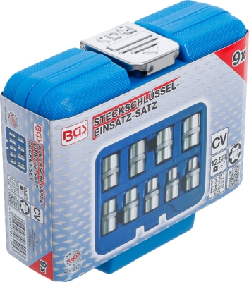 BGS 6425, Sada nástrčných hlavic E-profil | 12,5 mm (1/2") | E10 - E24 | 9dílná