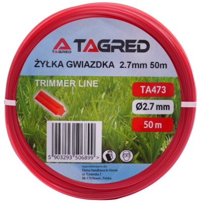 Žací struna hvězdicová do křovinořezu, 2,7 mm x 50 m, Tagred TA473
