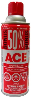 Kleen‑Flo ACE Starting Fluid – pomoc při nastartování benzínových i dieselových motorů 311g