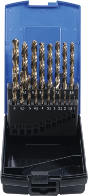 BGS 9297, Sada spirálových vrtáků | HSS-G M35 kobaltová ocel | 1 - 10 mm | 19dílná