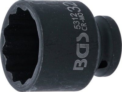 BGS 5312, Silová nástrčná hlavice, dvanáctihranná | 12,5 mm (1/2") | 32 mm