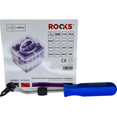 Rooks OK-06.0030 Sada čaulounických spon 620 Ks, se stahovací šňůrkou manžetového knoflíčku