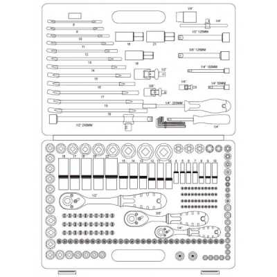 Rooks OK-01.0216 Sada nářadí 1/2" 3/8" 1/4" Master-UNI XXL 216 Ks