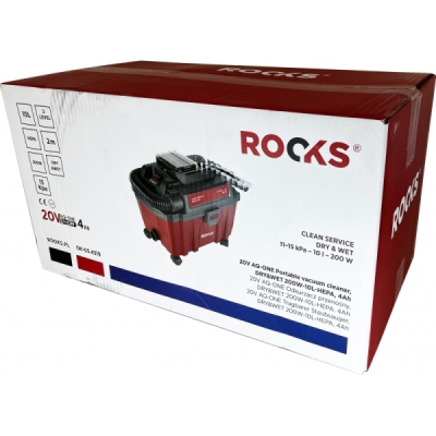 Rooks OK-03.4319 Přenosný vysavač, suchý a mokrý 100-200W 10L, Hepa, Ah, BMC