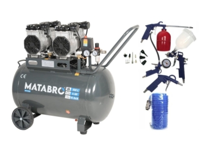 AKČNÍ SET SETMB-K205, Bezolejový kompresor 100l, 230V, 4 písty s příslušenstvím| 4000W | Matabro