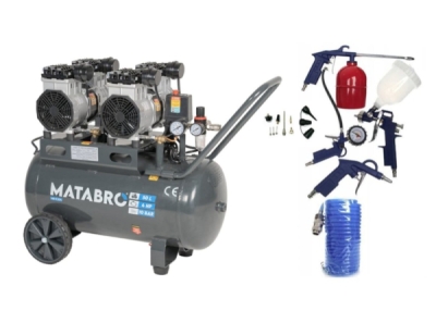 AKČNÍ SET SETMB-K204, Bezolejový kompresor 50l, 230V, 4 písty s příslušenstvím | 4000W | Matabro
