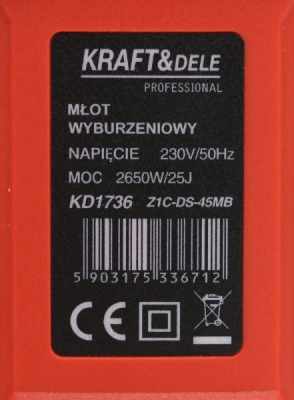 KD1736, Bourací kladivo 2650W