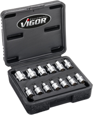Vigor V7514-13 Sada nástrčných hlavic dvojitý šestihran 13 Ks 1/4"