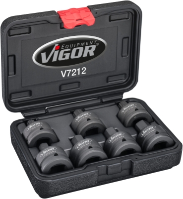 Vigor V7212 Sada nástrčných hlavic pro rázový a strojový utahovák 7 Ks