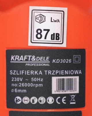 Kraft&Dele KD3026, Přímá stopková bruska 1500W | 0-27000 ot/min, 230V