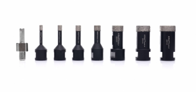 Kraft&Dele KD11227 | Diamantové jádrové frézy 6–68 mm pro bezpříklepové vrtání za mokra do keramiky, kameniny a kamene, adaptér M14 - 3/8 HEX