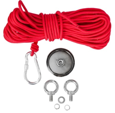 Kraft&Dele KD10418 | neodymový magnet s rukojetí, nosnost 180 kg, karabina pro rychlé spojení a oddělení, vhodný pro motory a generátory---