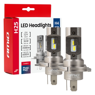 Amio 04711 LED žárovky hlavního svícení Série H25 CANBUS H4 H19 12V 36W
