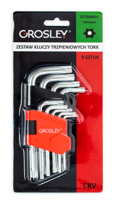 Grosley GTTS09014 Sada T klíčů torx, standardní délka 9Ks