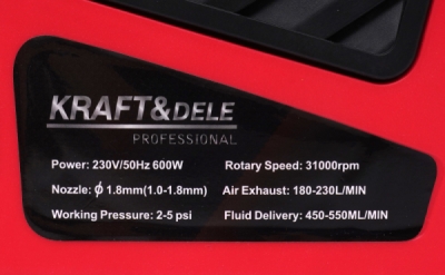 Kraft&Dele KD1654, Stříkací pistole 600W 1000ml | průměr trysky 1,8 mm, nádrž 1000 ml