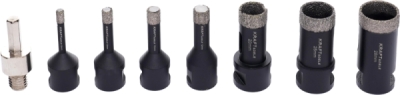 Kraft&Dele KD11227 | Diamantové jádrové frézy 6–68 mm pro bezpříklepové vrtání za mokra do keramiky, kameniny a kamene, adaptér M14 - 3/8 HEX