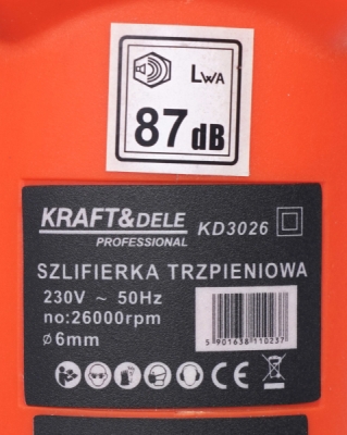 Kraft&Dele KD3026, Přímá stopková bruska 1500W | 0-27000 ot/min, 230V