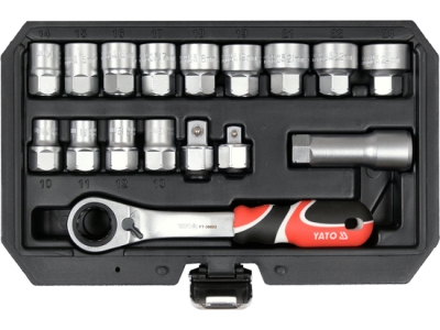 Yato YT-38653 Sada nástrčných drážkovacích ořechů 3/8"&1/2" s golou 17ks