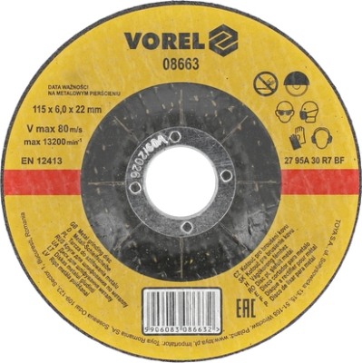 Vorel 08663 Brusný kotouč na kov 115 × 6 × 22 mm