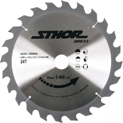 Sthor 08833 Kotoučová pila s karbidovými zuby 250 × 24 × 30 mm