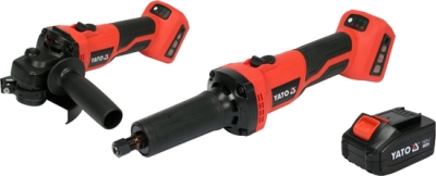 Yato YT-828296 Aku sada úhlové a přímé brusky 18 V, bezkartáčové motory, 1× 4 Ah + nabíječka