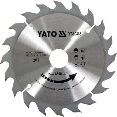 Yato YT-60488 Pilový kotouč na dřevo 190 × 20 zubů, upínací otvor 30 mm