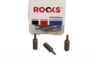 Rooks Bit sada 1/4" 25mm x HEX 2,5mm rázové CVMO-S 10 Ks OK-07.0021