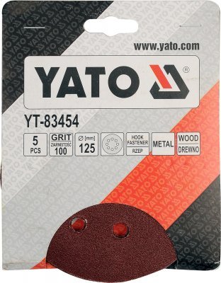 Yato Brusný papír 125 mm P40 s otvory 5 ks suchý zip YT83451