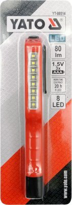 Yato Lampa ruční 8 LED, s klipem, 80 lm YT08514