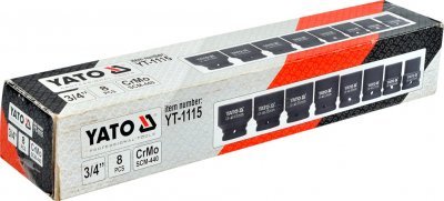 Yato Sada nástavců 3/4" rázové šestihranné 8 ks CrMo YT-1115