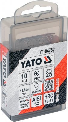 Yato Bit křížový 1/4" PH2 x 25 mm 10 ks YT-04752