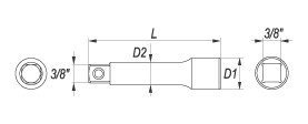 Yato Nástavec 3/8" prodlužovací 76 mm YT-3843
