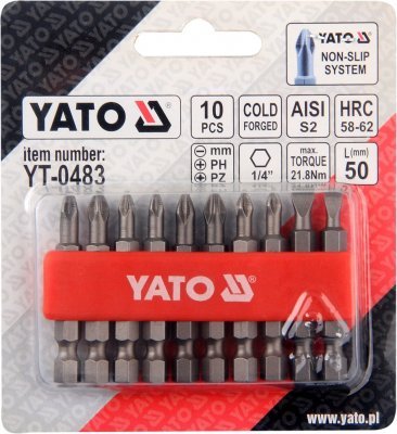 Yato Sada bitů 1/4" 50 mm NON-SLIP 10 ks YT-0483