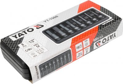 Yato Sada nástavců 1/2" rázové 8 ks H6-H19 imbus CrMo YT-1066